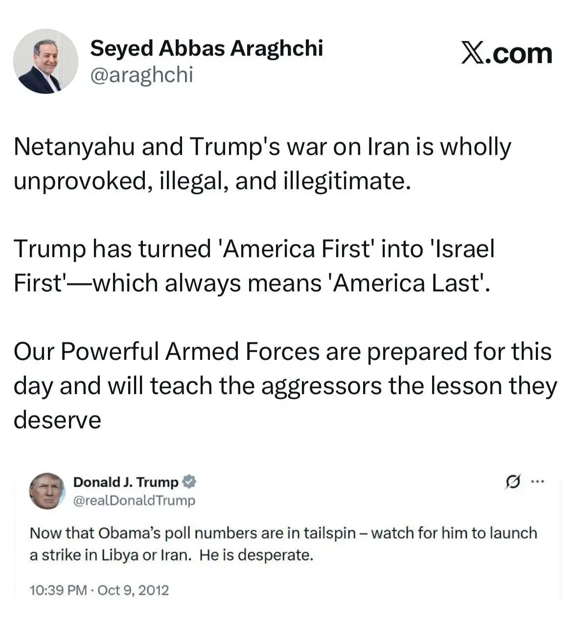 عراقچی به آمریکا و اسراییل هشدار داد