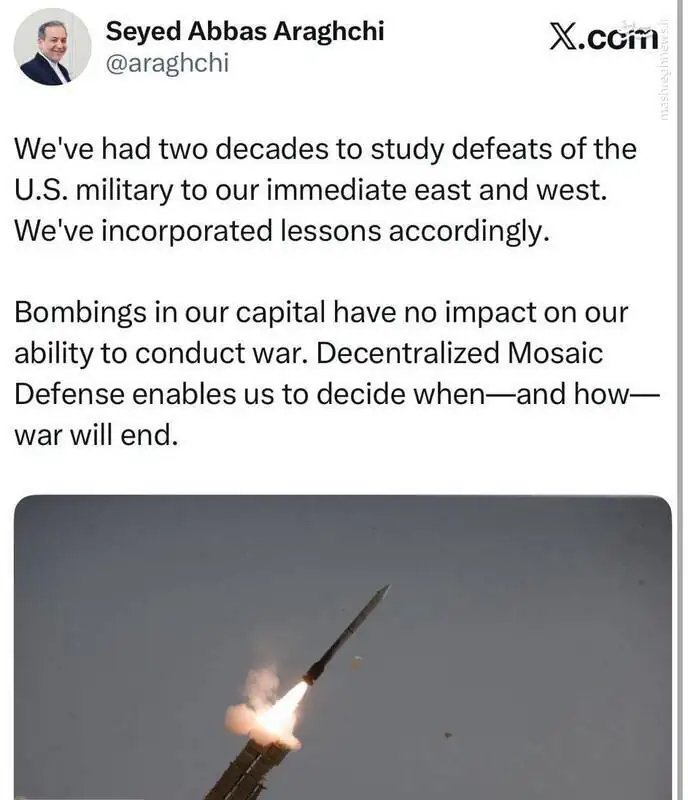 توئیت عراقچی درمورد زمان پایان جنگ توئیت عراقچی درمورد زمان پایان جنگ