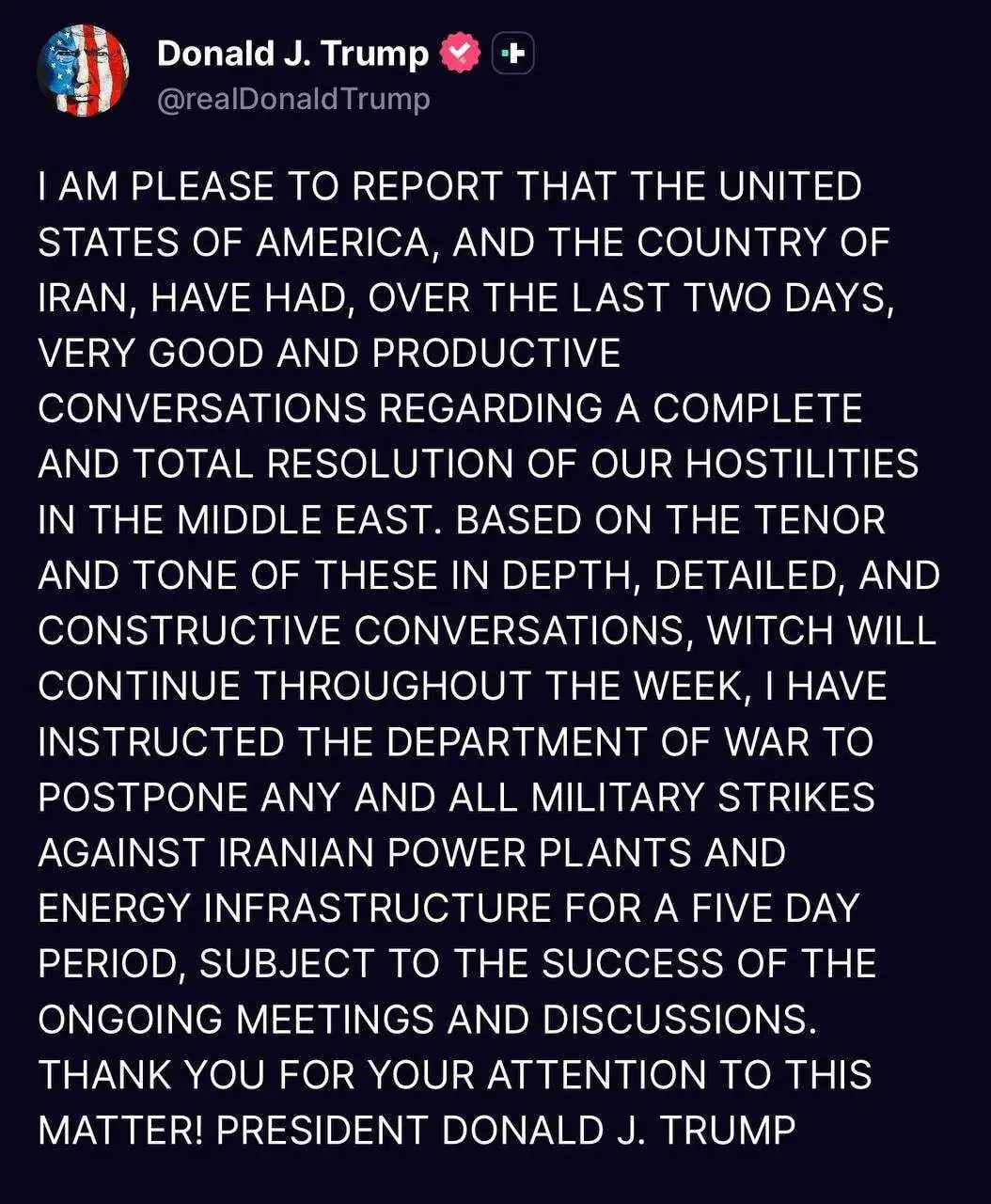 دستور دادم تا حمله نظامی 5روز به تعویق بی‌افتد؛ گفت‌وگوی سازنده با ایران آغاز شد