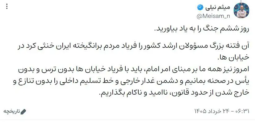 توهین میثم نیلی برادر داماد رئیسی به پزشکیان/ سخنانش فتنه بود!