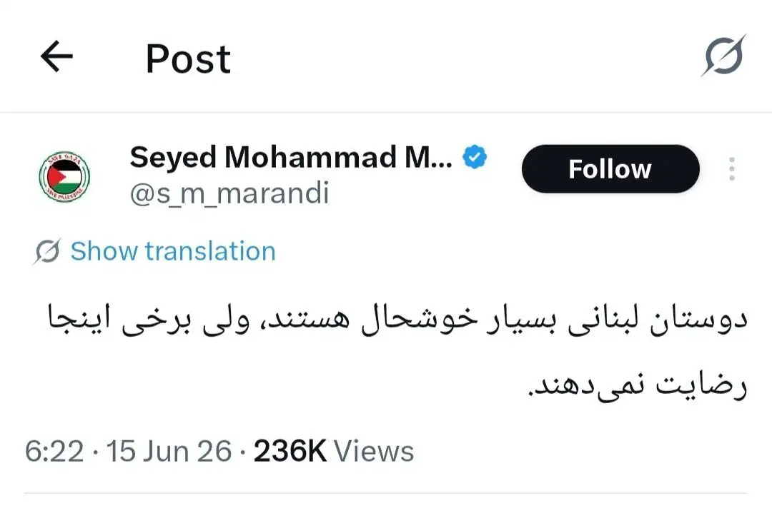 6429296 توئیت معنادار مرندی درباره توافق با آمریکا/ دوستان لبنانی بسیار خوشحال هستند اما برخی در داخل...