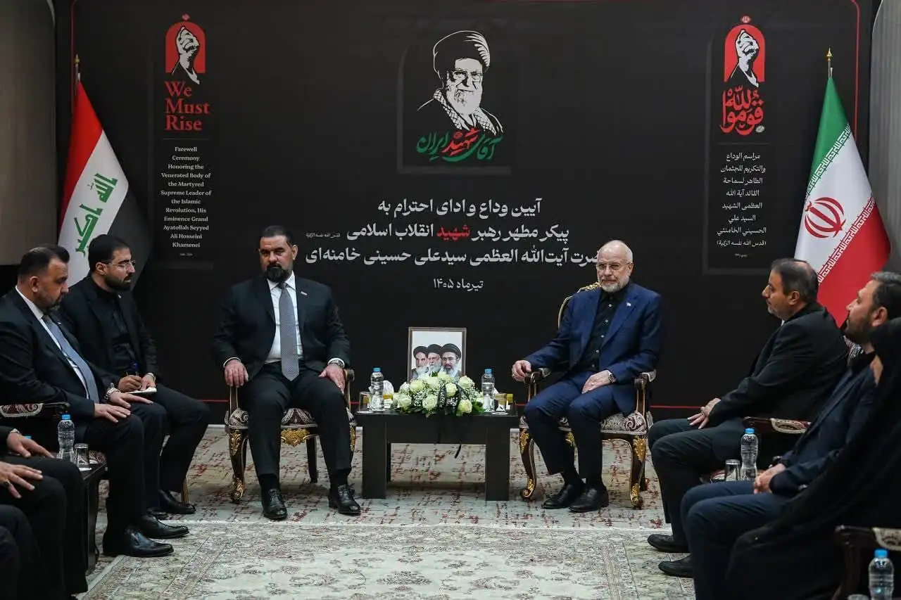 الحلبوسی با قالیباف دیدار کرد؛ رایزنی در حاشیه مراسم تشییع