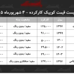 قیمت های جدید کوییک کارکرده در شهریور ۱۴۰۵ منتشر شد