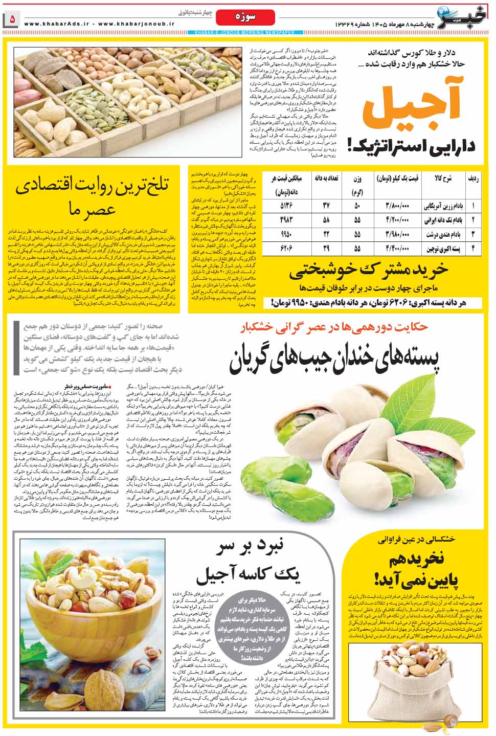 آجیل این دارایی استراتژیک در شیراز؛ دانهای چند؟ / آیا آجیل هم از سبد خانوار حذف می شود؟