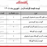 ثبات نرخ گوشت قرمز در بازار امروز ۲۳ شهریور ۱۴۰۵