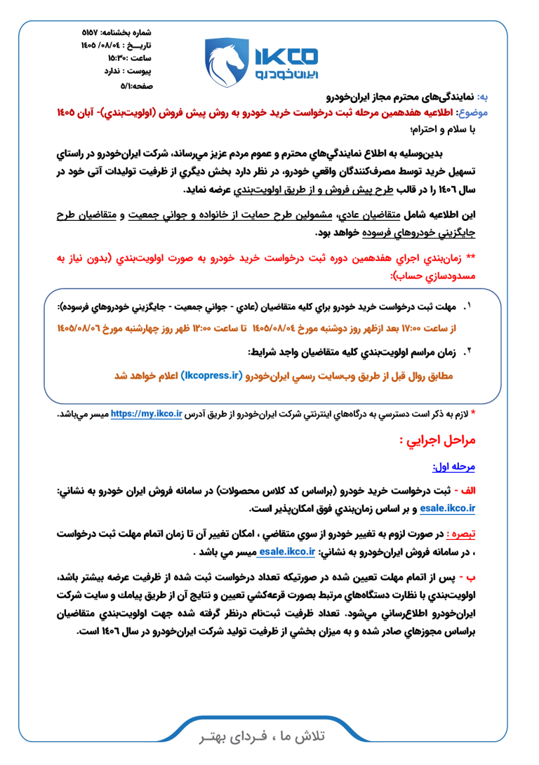 آغاز ثبت نام ایران خودرو آبان ۱۴۰۵ / کدام خودرو در فروش ایران خودرو سود بیشتری دارد؟