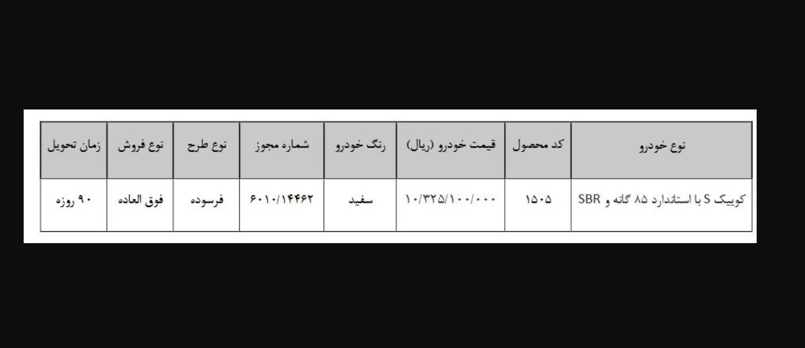 آغاز ثبت نام کوییک آبان ۱۴۰۵ / فروش فوری با تحویل ۹۰ روزه کلید خورد + لینک