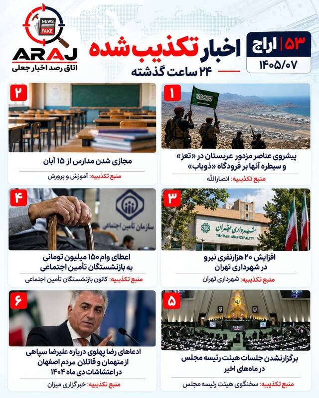مروری بر اخباری که ۱۳ مهر ۱۴۰۵ تکذیب شدند