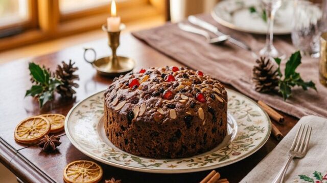 آموزش شیرینی پزی طرز تهیه کیک کریسمس با میوه های خشک