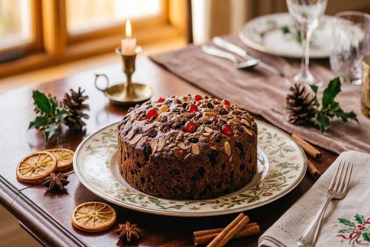 آموزش شیرینی پزی طرز تهیه کیک کریسمس با میوه های خشک