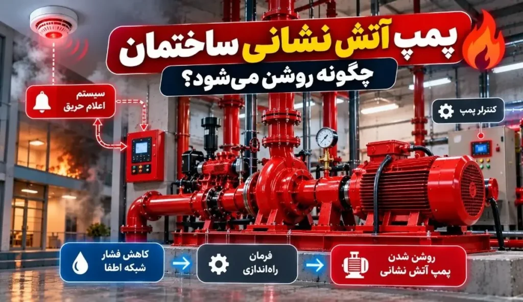 نحوه روشن شدن پمپ آتش نشانی و ارتباط آن با سیستم اعلام حریق