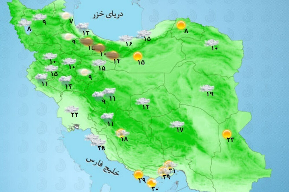 وضعیت آب وهوا امروز پنج شنبه ۲۳ مهر بارش های رگباری و وزش باد شدید در راه چند استان